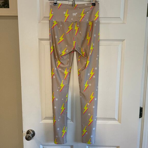 Goldsheep Nude Neon Bolts Leggings size Medium - Picture 3 of 15